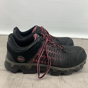 Timberland PRO Women's Powertrain Alloy-Toe Work Shoes A1RTM Black/Pink 8.5W